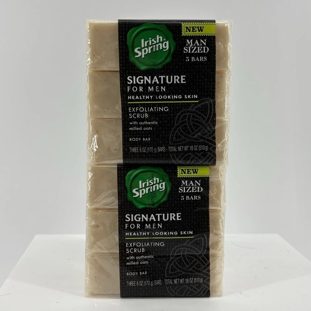 6 Irish Spring Signature For Men Exfoliating Scrub Bars New Sealed Milled Oats
